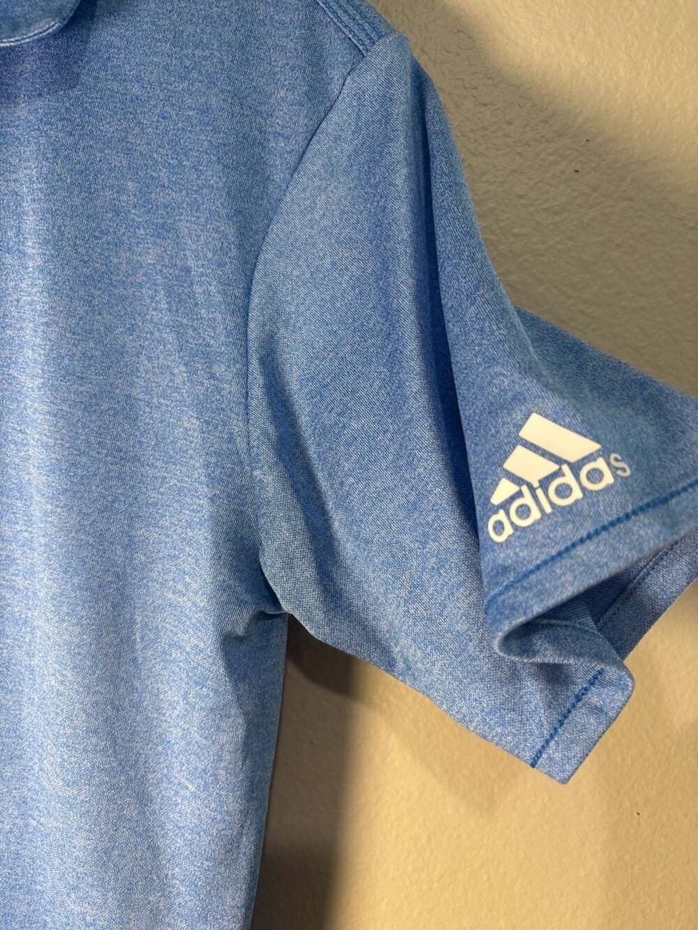 Adidas Men's Blue Heathered Performance Polo Shirt Size S - Picture 4 of 8